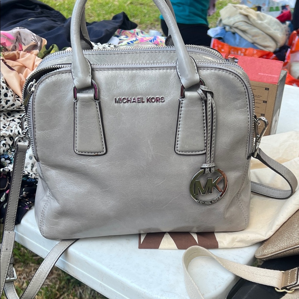 Michael Kors Silver Leather Satchel
